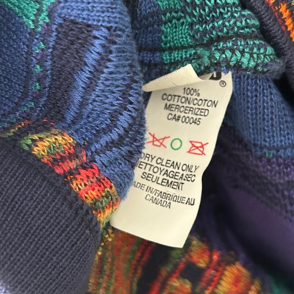 Tundra Canada Coogi Style Colorful Patchwork 3D Knit Cotton Sweater - Picture 15 of 16